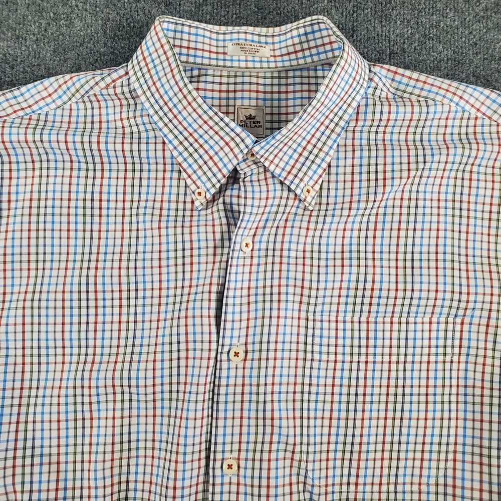 Peter Millar Shirt Mens 2XL Button-Down Multicolor Tattersall Check Cotton